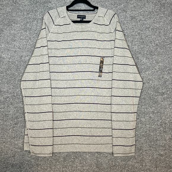 Banana Republic Sweater Mens 2XL XXL Gray Striped Pullover Crewneck Comfort NEW - Picture 1 of 9